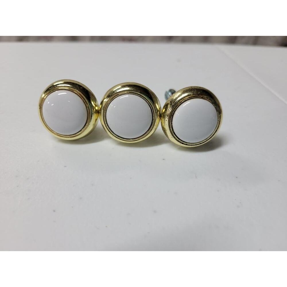 ✨ Set of 4 Gold Round Cabinet Knobs w/ Screws VTG Style Brass Look Drawer Pulls - Picture 5 of 12